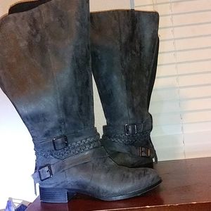 8 w Taupe Braided Ankle knee boots